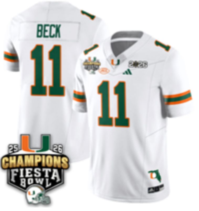 Men 2026 Miami Hurricanes #11 Beck White 3th generations Limited NCAA Jersey 0014
